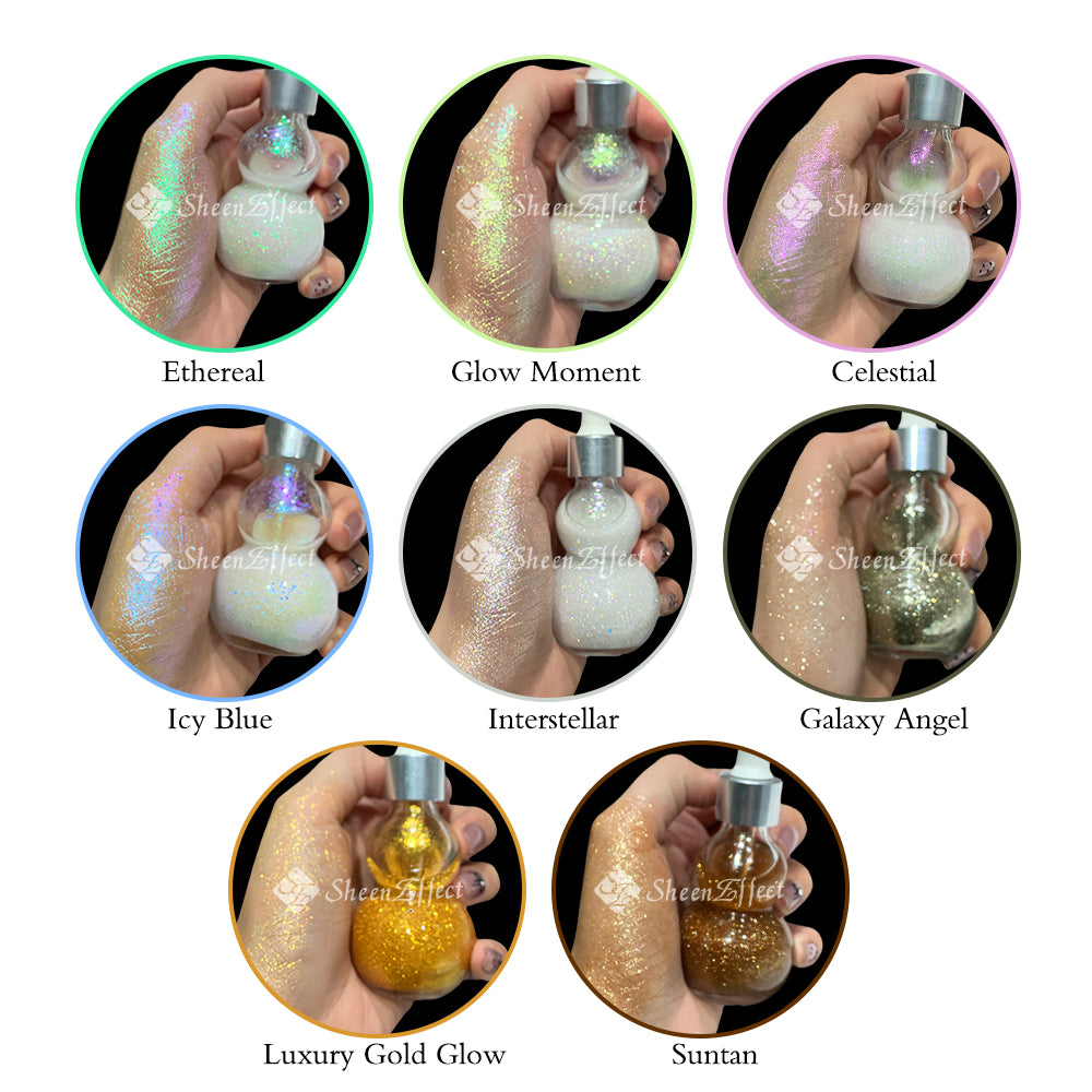 SheenEffect Stardust Body Highlighter Liquid Vegan Illuminating Glow Drops for Face & Body