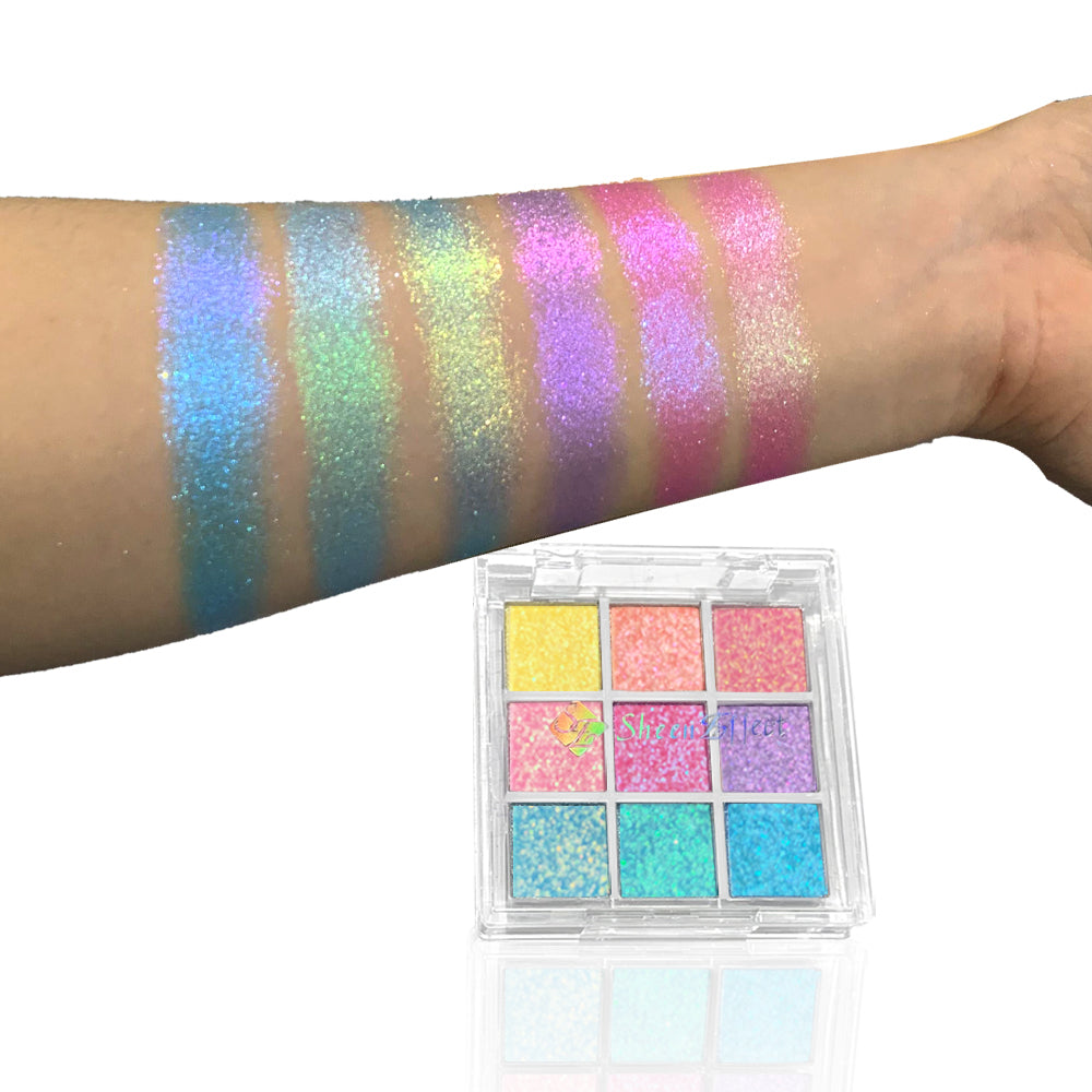 sheeneffect 9colors palette High Pigmented Iridescdent Glitter Mermaid Chameleon eyeshadow
